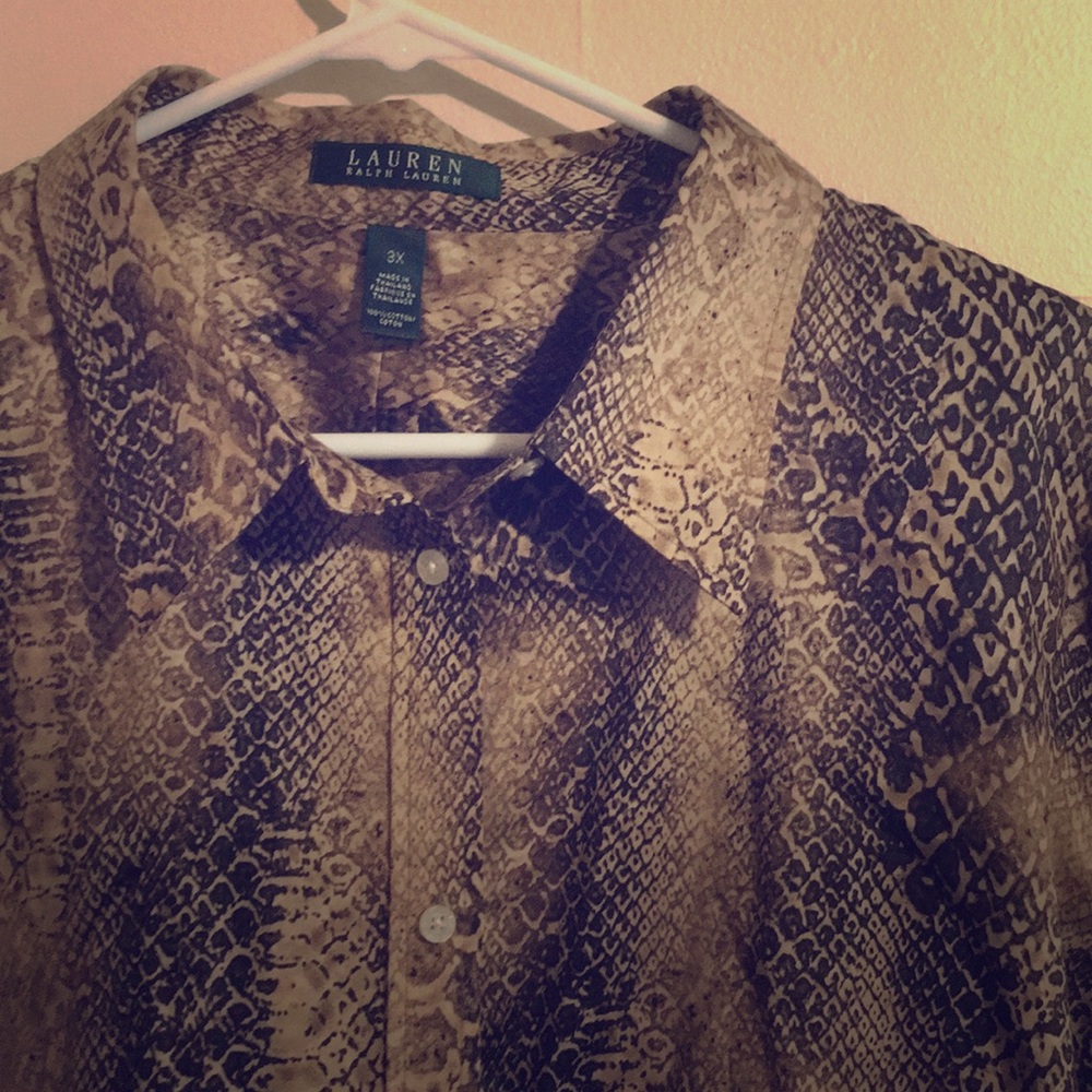 Ralph Lauren Python Pattern Plus Size Dress Shirt